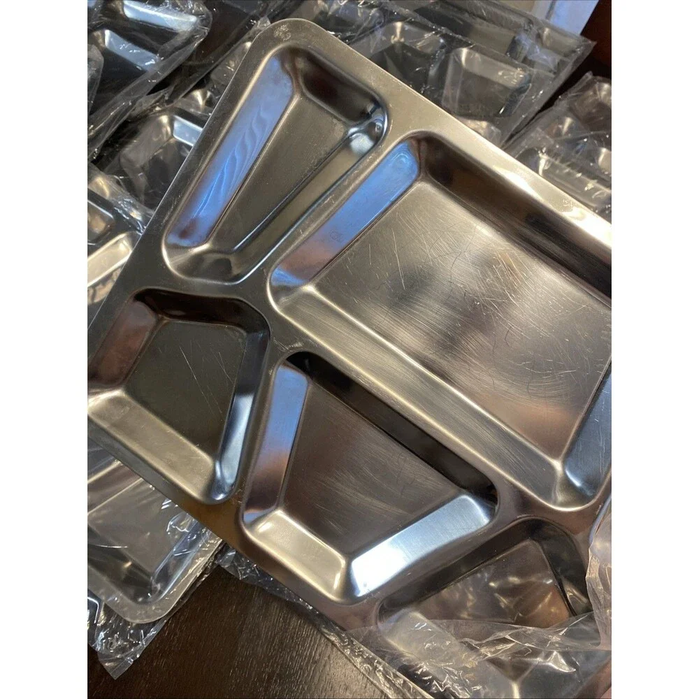 Vintage Military Stainless Steel Mess Hall Trays Camping Picnic Set Of 14